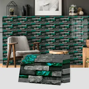 12/24/48 pcs Realistic Stone Brick Design Vintage Wall Stickers, Waterproof Self-Adhesive Durable, Seamless Patchwork, 15x30cm for Kitchen Bedroom Living Room