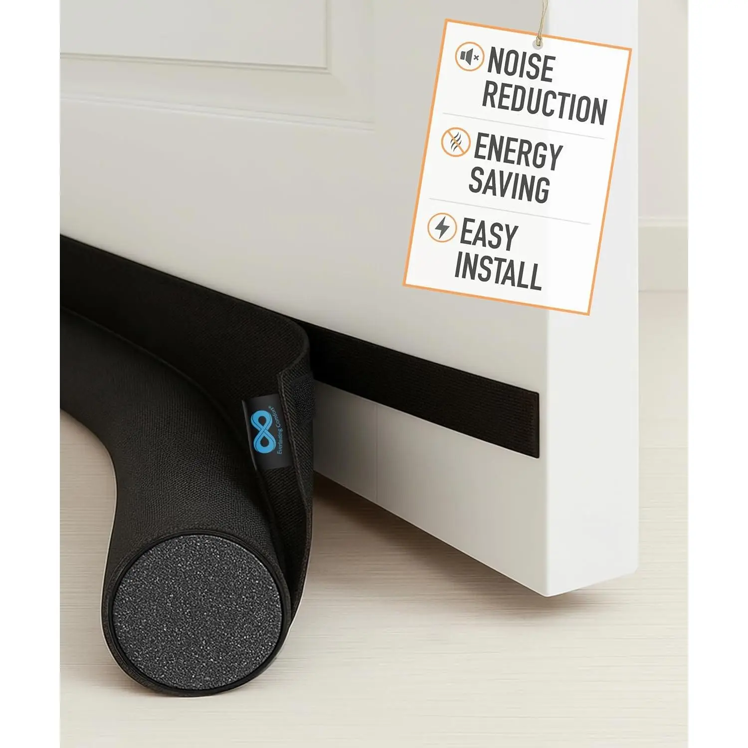 1 Sided Door Draft Stopper for Bottom of Door - Keeps Cold Air in & Heat Out, 100% Sound Proofing Strip Gap Filler, Quick Install Noise Blocker Sweep for Home - Fits 36" Doors