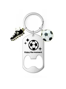 Football-themed Keychain Bottle Opener, Equipped with A Pair of Football Shoes and A Football Pendant, Portable Metal Key Ring, Essential for Football Fans, A Gift for Game Day, Suitable for Men, Coaches and Teams, Applicable for Daily Life