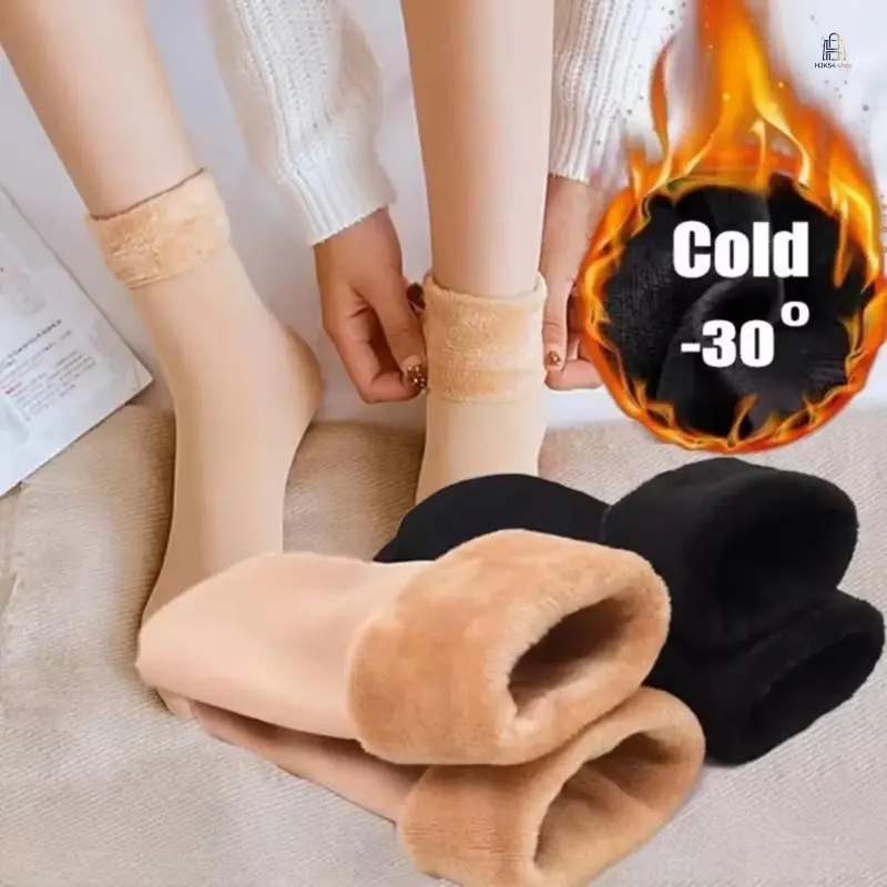 5‑Pairs Women Plush Fleece Thermal Boot Socks, Stretchy Breathable Warm Fuzzy Socks, Machine‑Washable Winter Footwear for Indoor Relaxation & Casual Daily Wear