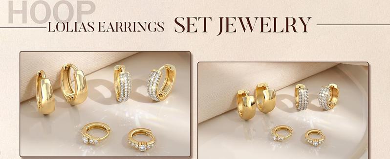 LOLIAS Small Chunky Gold Hoop Earrings for Women Hypoallergenic Gold Silver Hoops for Sensitive Ears Non Tarnish 14K Gold Filled Huggie Hoop Earring Stacks for Multiple Piercing Lightweight 3Pairs