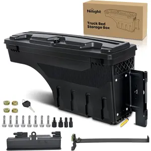 Nilight Truck Bed Tool Box Passenger Side Truck Tool Box Fit for Chevy Silverado GMC Sierra 1500 2500 3500 2007-2018 ABS Swing Case Truck Bed Storage Box w Lockable Lid Waterproof Wheel Well Toolbox
