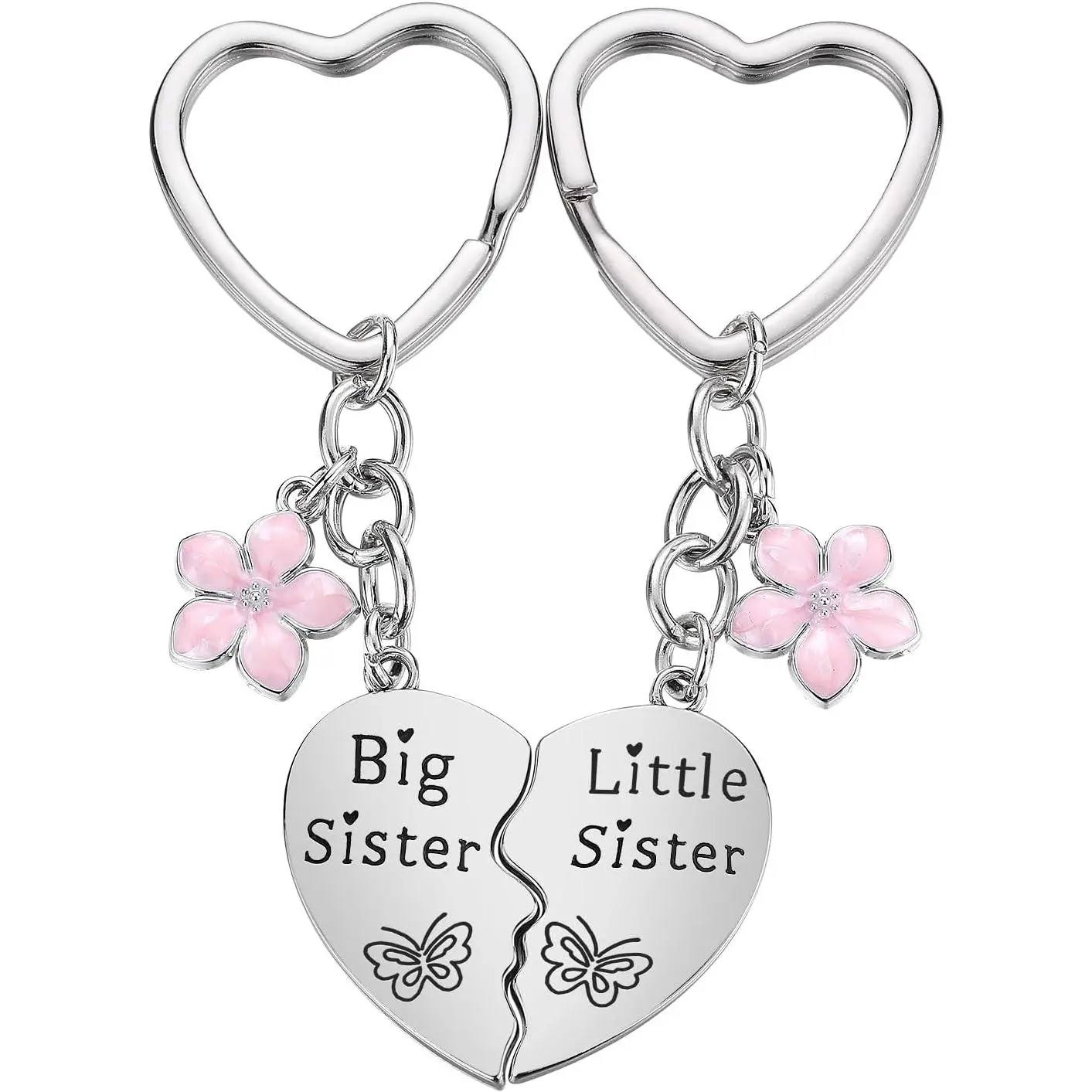 Sister Gifts from Sisters - 2PCS Big Little Sisters Matching Heart Keychain, Christmas Birthday Gifts for Sister