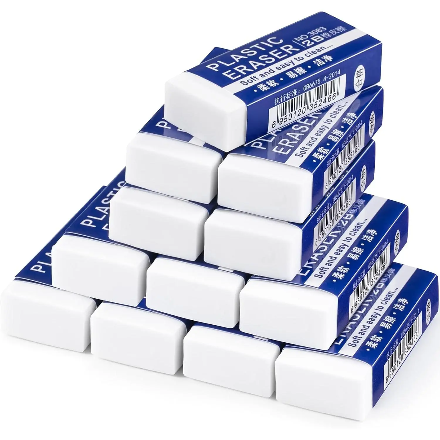 12 Pack Pencil Erasers, Large White Erasers for School, Art Erasers for  Drawing Bulk