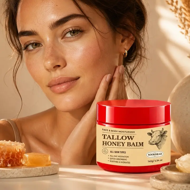 Tallow Honey Balm, Face & Body Moisturizer, All-Day Hydration, Quick-Absorbing, Soothing & Hydrating, For All Skin Types, 140g/4.94 oz