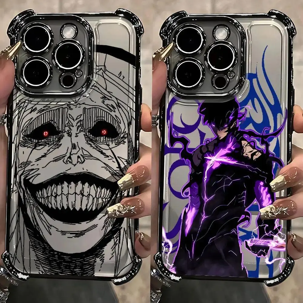 Anime S-Solo L-Levelings Plating Phone Case For iPhone 17 Promax 16 15 14 13 12 11 Pro Plus Air & Samsung Galaxy S26 S25 S24 S23 S22 EDGE Ultra Plus FE Anime lover Clear Shockproof Protective Cover Gift For Birthday Thanksgiving Christmas