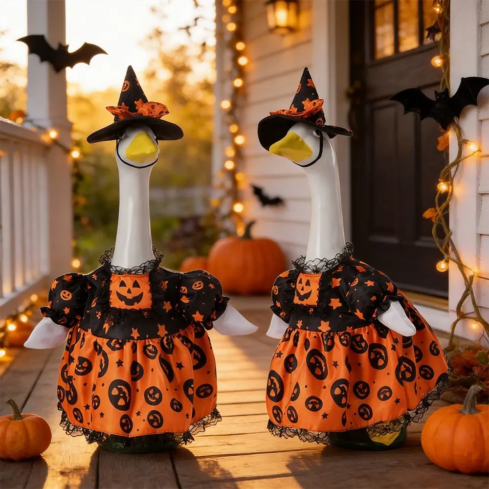 New Halloween Porch Goose Costume, Large Goose Festival Yard Decoration, Halloween Decorations Outdoor, Fall Decor, Hat and Clothes for 23-Inch Goose, Ornaments (goose Not Included), Outdoor Party Decorations, Holiday Party Decor