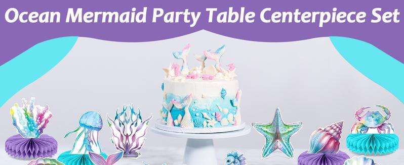 12Pcs Mermaid Party Supplies Mermaid Birthday Honeycomb Centerpieces for Under The Sea Party Decorations Ocean Mermaid Theme Table Honeycomb for Ocean Mermaid Theme Birthday Baby Shower Party Favors