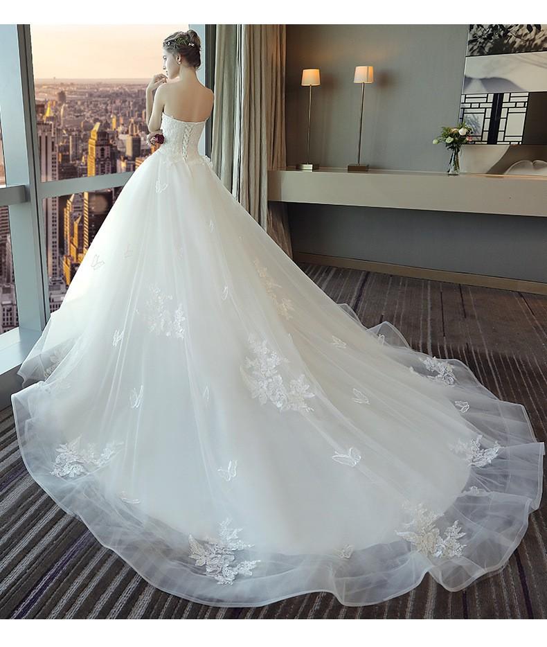2026 New Style White Lace Strapless Wedding Dress with Train for Petite Brides, Simple, Ethereal & Forest-Style