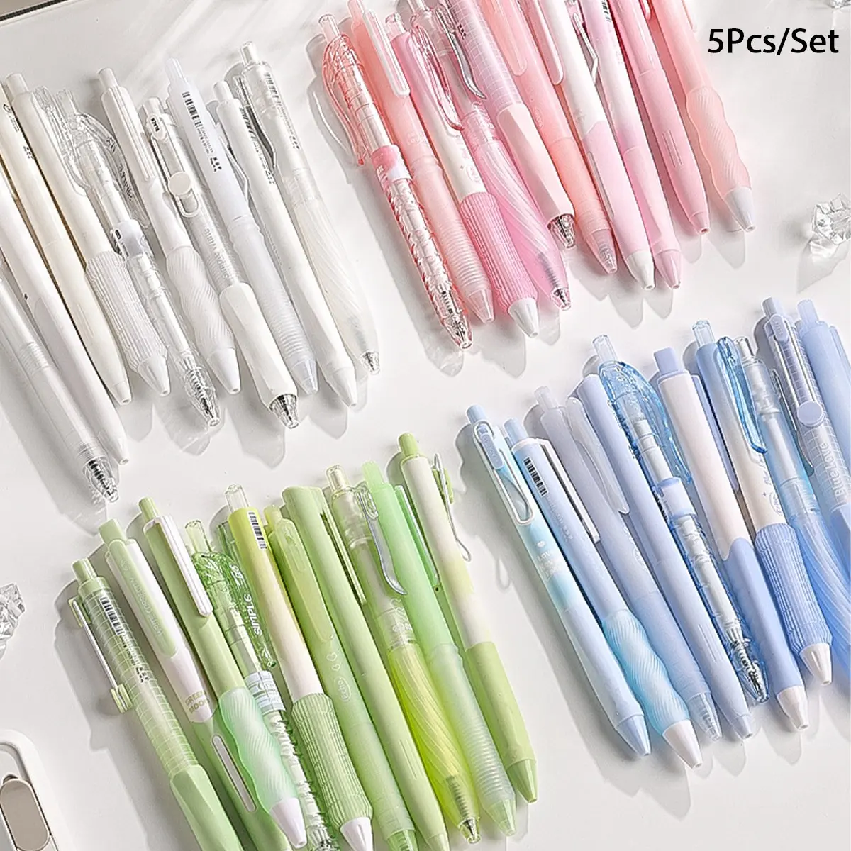 5pcs Transparent Gel Pen Set Smooth Writing Fine Point Minimal Cute Pens for School Office Study Note Taking Writing Sketch Bullet Journal Back to School Supplies  Grip Quick Dry Ink Smudge Free Portable Lightweight Everyday Student Stationery Kit