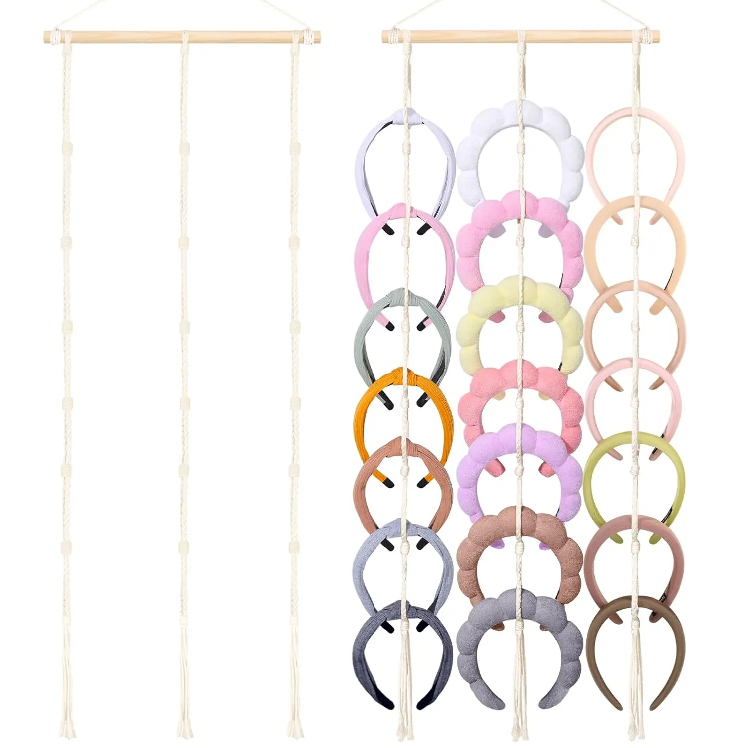 Headband Holder Organizer for Girl,Macrame Hairband Storage for Women,Boho Hair Hoop Display  Hair Accessories Organizer Bedroom College Dorm Decor Wall Door