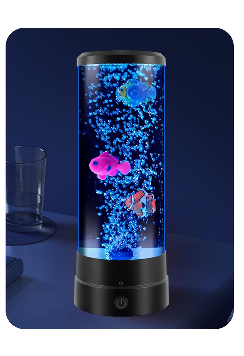 Jellyfish LED Night Light Bubble fish lamp decorative aquarium night light colorful artificial fish tank light soothingfish tank lamp aquarium fish light for bedroom kids room living room party birthday gift