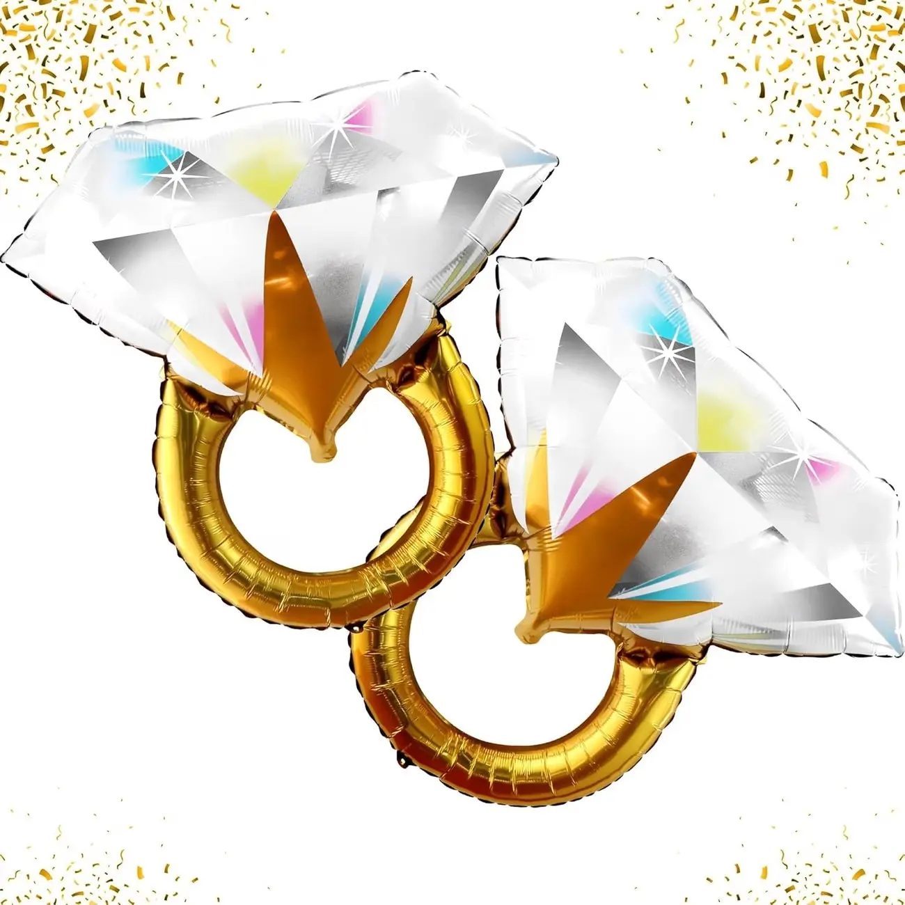 2-Pack Diamond Ring Shape Balloons, Wedding Bride Gift Party Decorations, Engagement Party Supplies, Elegant Event Accessories