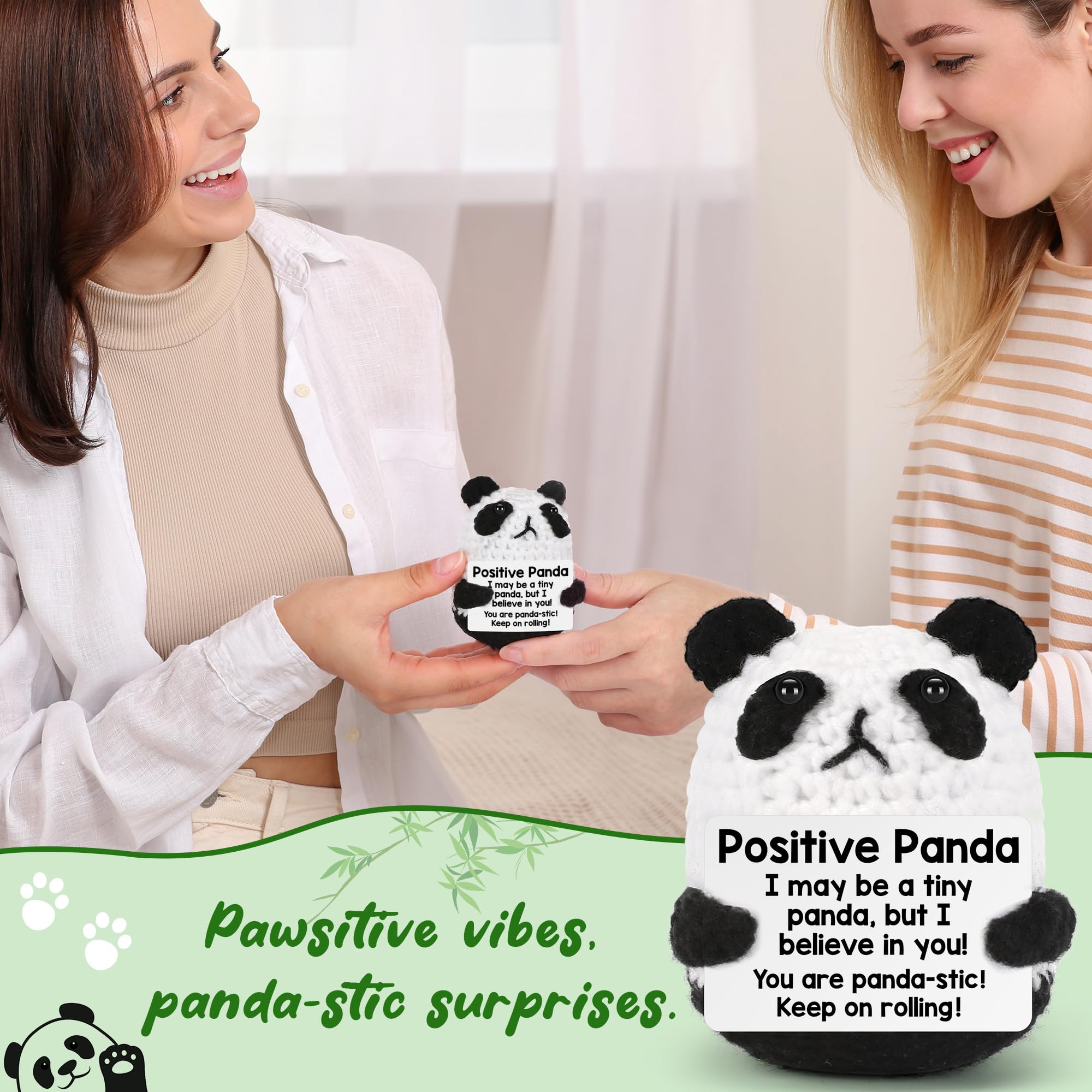 Soft Handmade Crochet Panda Stuffed Animal,Emotional Support Plush for Anxiety Relief,Birthday Gifts for Women Men,Teacher Appreciation Gifts,Easter Basket Stuffers for Boys Girls Teens,Cute Mini Companion Toy for Home Decor & Festival Gifting