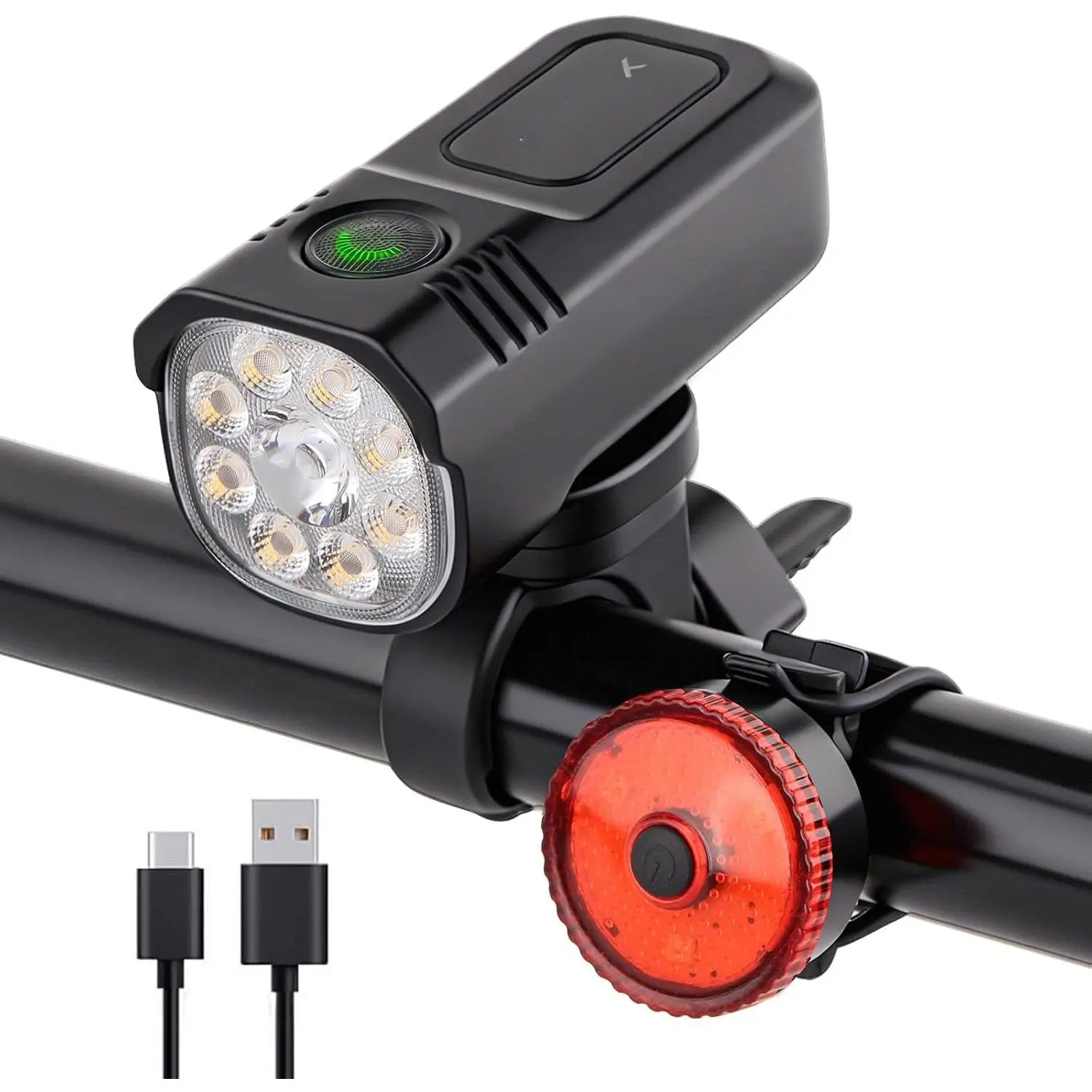 Light for Night Riding, 2500LM  Headlight & Taillight, Multiple Modes, 3000mAh USB C Rechargeable  LED Bright  Headlights for Cyclists and Road Mountain and Commuters