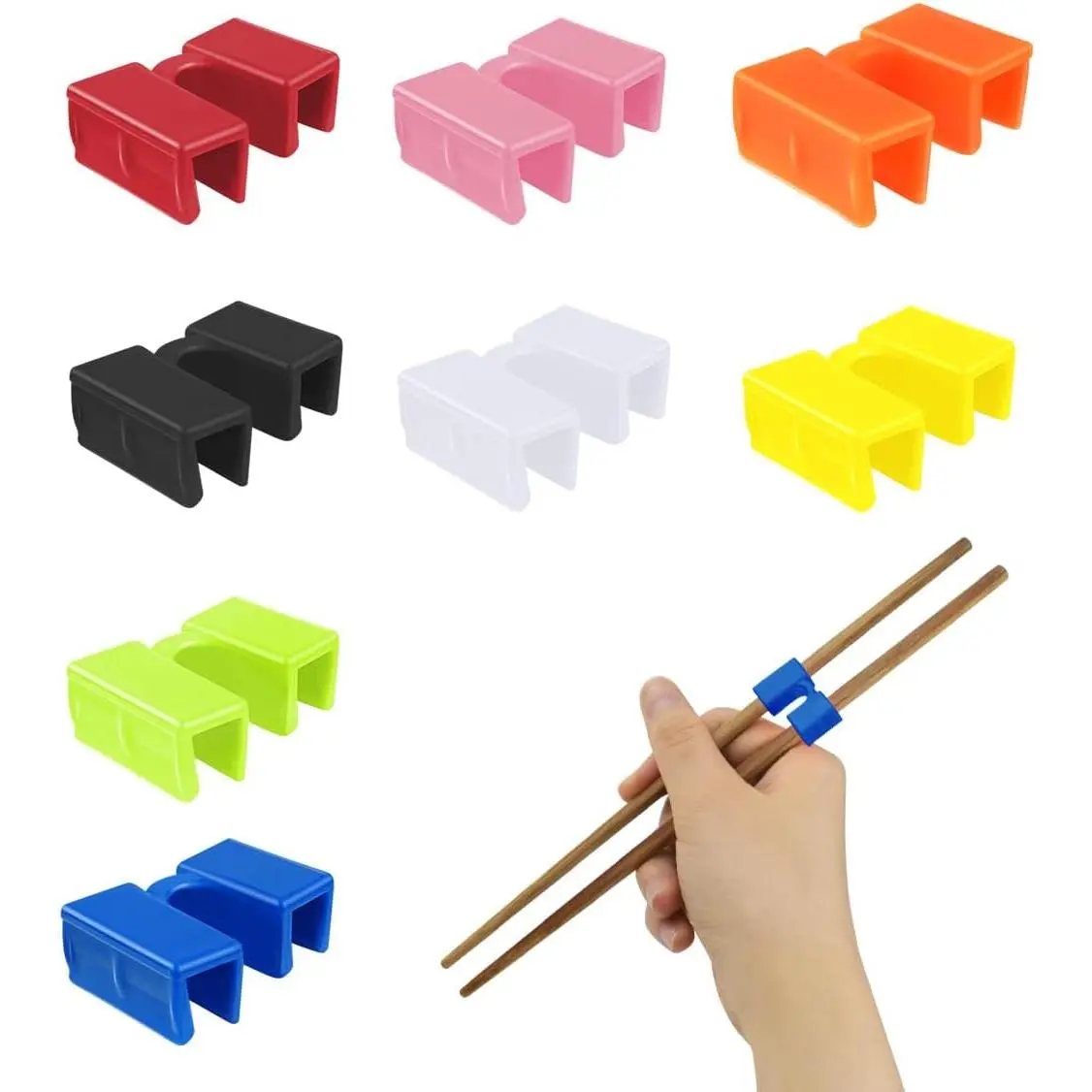 8 Pairs  Chopsticks Helpers  Chopstick for Beginner Replaceable Practice Chopsticks Chopstick Trainers for Adults Chopstick Hinges Connector Non-Slip Chopsticks Trainer Learner