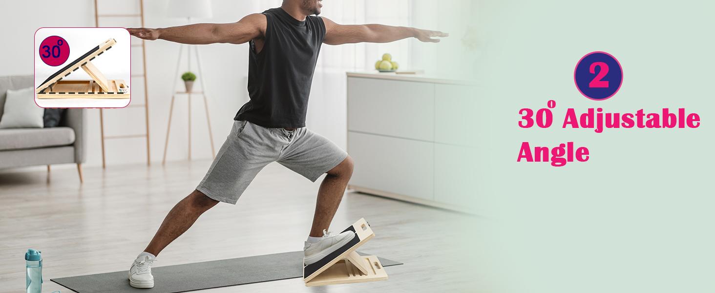 Slant Board for Calf Stretching, Adjustable Portable Wooden Incline Board for Calf Stretcher with Training Poster, 450 Lbs Weight Capacity Calf Stretch Wedge for Leg, Knees, Heel, Ankle & Stretching Calf Board