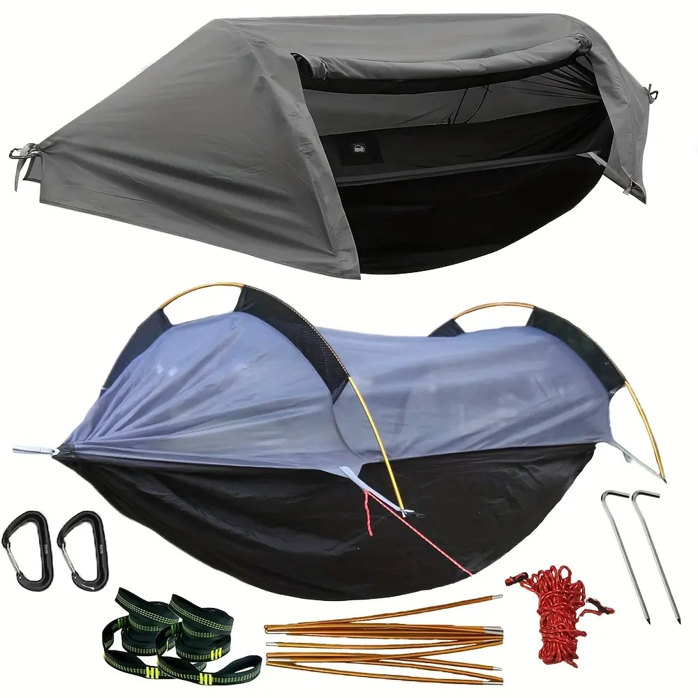 Hammock with mosquito net and rain cover 3 in 1 camping hammock tent 440 lbs load