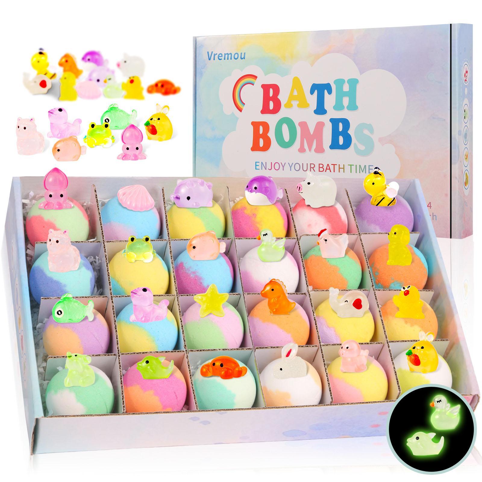 Bath Bomb Toy, 24pcs/box Luminous Bath Bomb Toy with Random Color Toy Inside, Fun Bath Toy for Kids, Birthday Gift for Boys & Girls #TOP PICKS