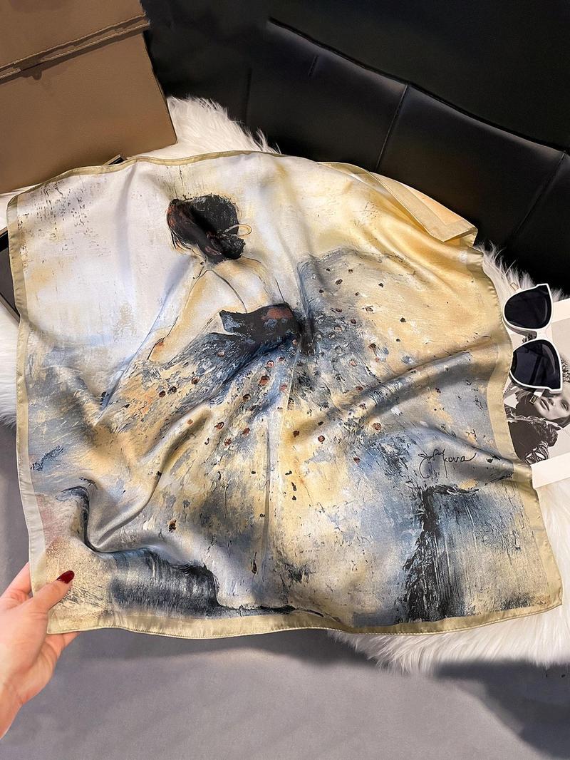 Random Print Scarf, Fashionable Soft Comfortable Shawl for Daily Wear, Casual Versatile Scarf for Women & Girls