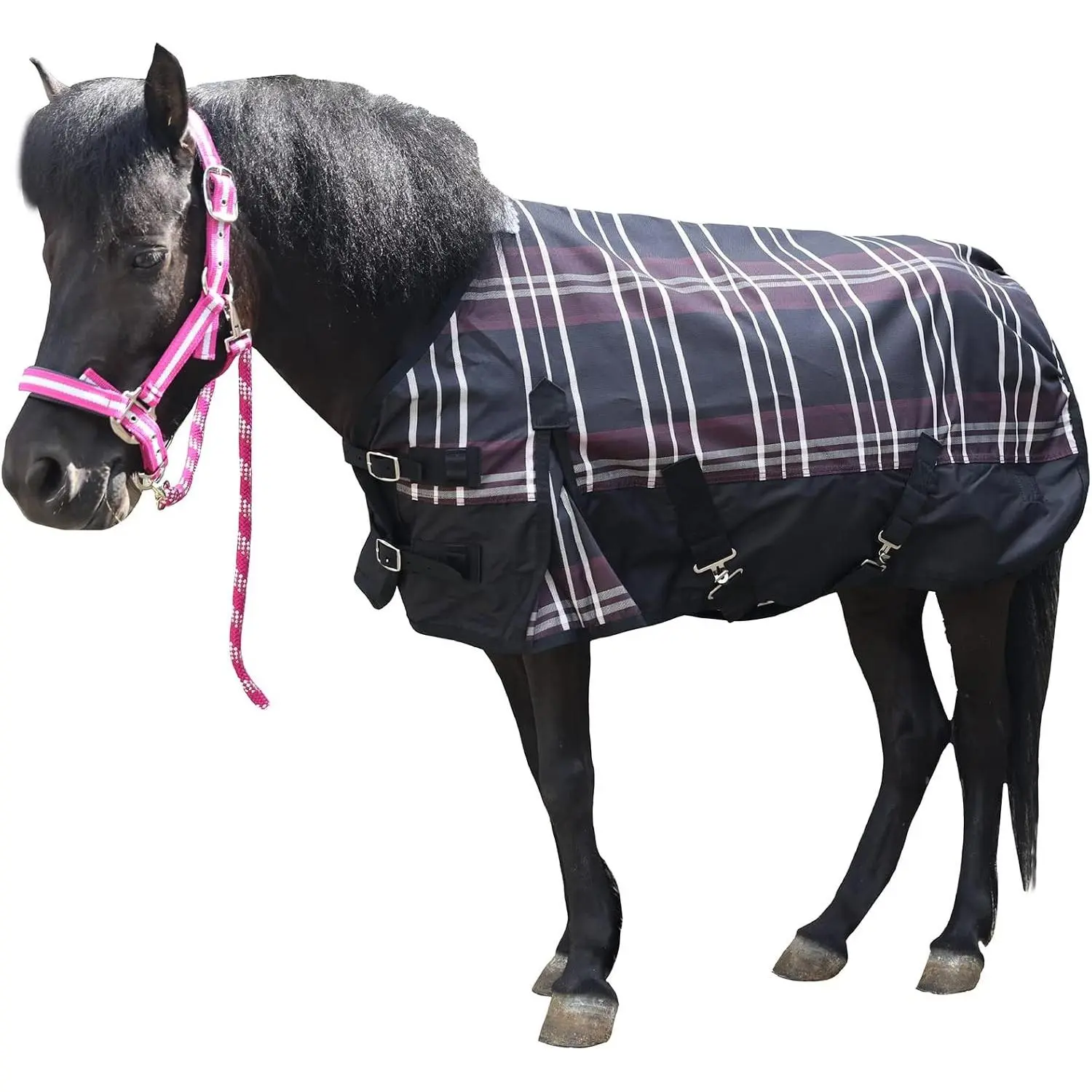 600 Denier Ripstop Mini Horse Blanket 0g Fill Lightweight Waterproof Breathable Miniature Pony/Donkey Turnout Rain Sheet Redplaid 48