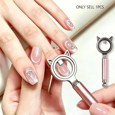 Cat Ear Ring Magnet Tool for Nail Art, Nail Design, Manicure, Nail Care, Easy DIY Cat Eye Effect, Perfect for Beginners, Home Salon Experience, Simple Storage