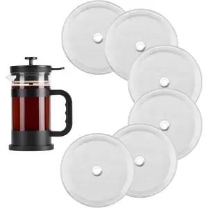 6 Packs French Press Filters Replacements, 4 Inch Premium Stainless Steel French Press Screen Replacement for 1000 Ml/ 34 Oz/ 8 Cup French Press Coffee and Tea Makers