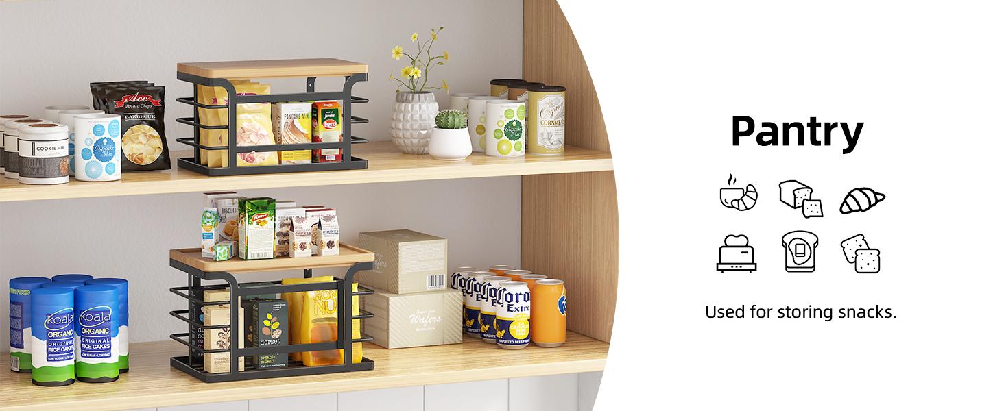 2 Pack Stackable Trash Bag Holder with Bamboo Top, 2025 Pro Wall Mount Laundry Room Organization, Djustable Hooks for Cabinet Door - Organizers in Kitchen/Pantry/Laundry Room, Black