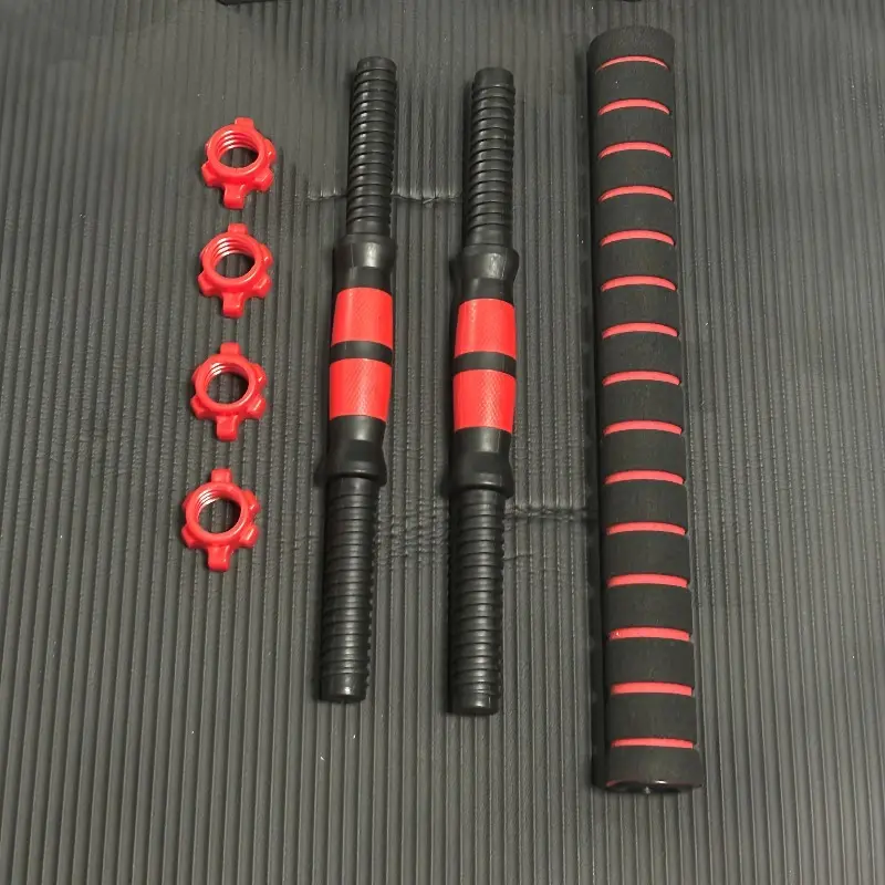 7-piece Dumbbell Rod Connector Set, including dumbbell bar, connecting rods, nuts, and adjustable length universal dumbbell handle fixing device, suitable for adult fitness equipment and strength training