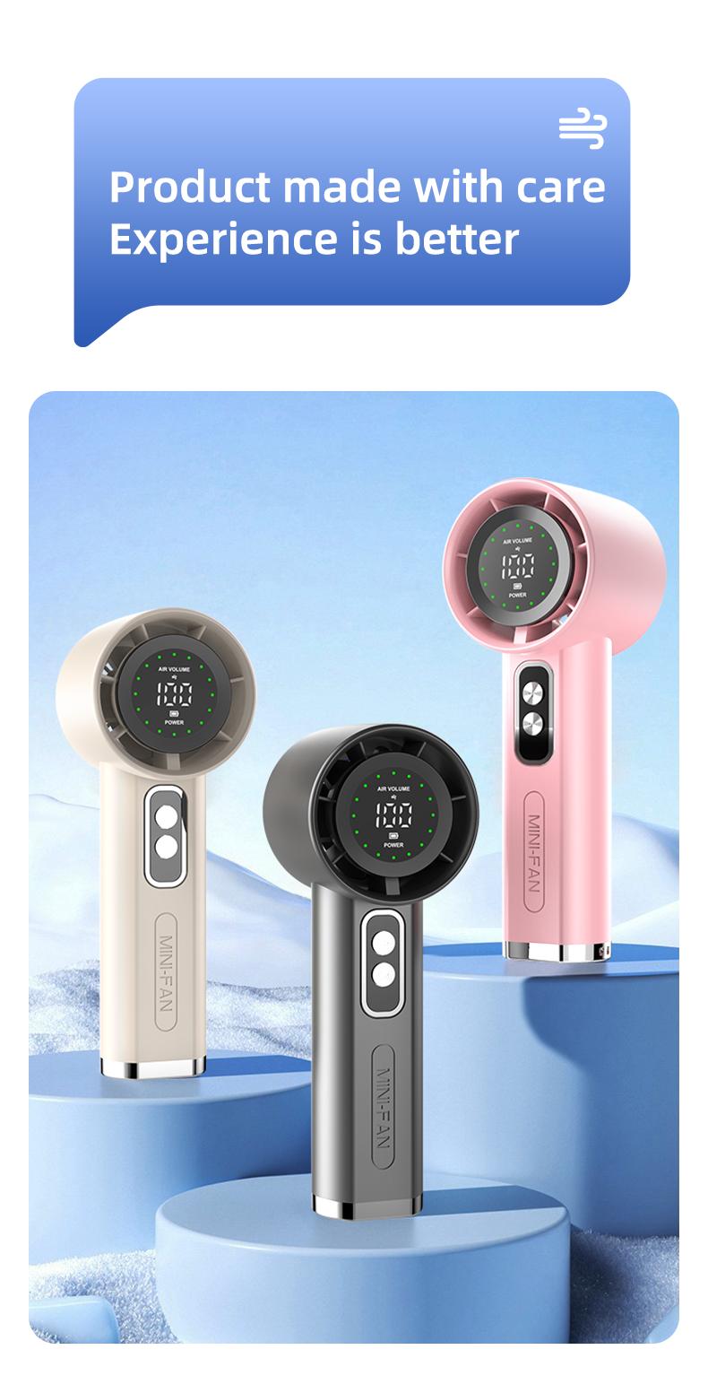Portable Handheld Turbo Fan, 100-Speed Stepless Adjustable, 13000RPM High-Speed Motor, 7.6m/s Powerful Airflow, USB Rechargeable Mini Fan with LED Digital Display, Long-Lasting Cooling for Travel, Office, Outdoor Activities, Summer Gift Portable Handheld Turbo Fan, 100-Speed Stepless Adjustable, 13000RPM High-Speed Motor, 7.6m/s Powerful Airflow, USB Rechargeable Mini Fan with LED Digital Display, Long-Lasting Cooling for Travel, Office, Outdoor Activities, Summer Gift