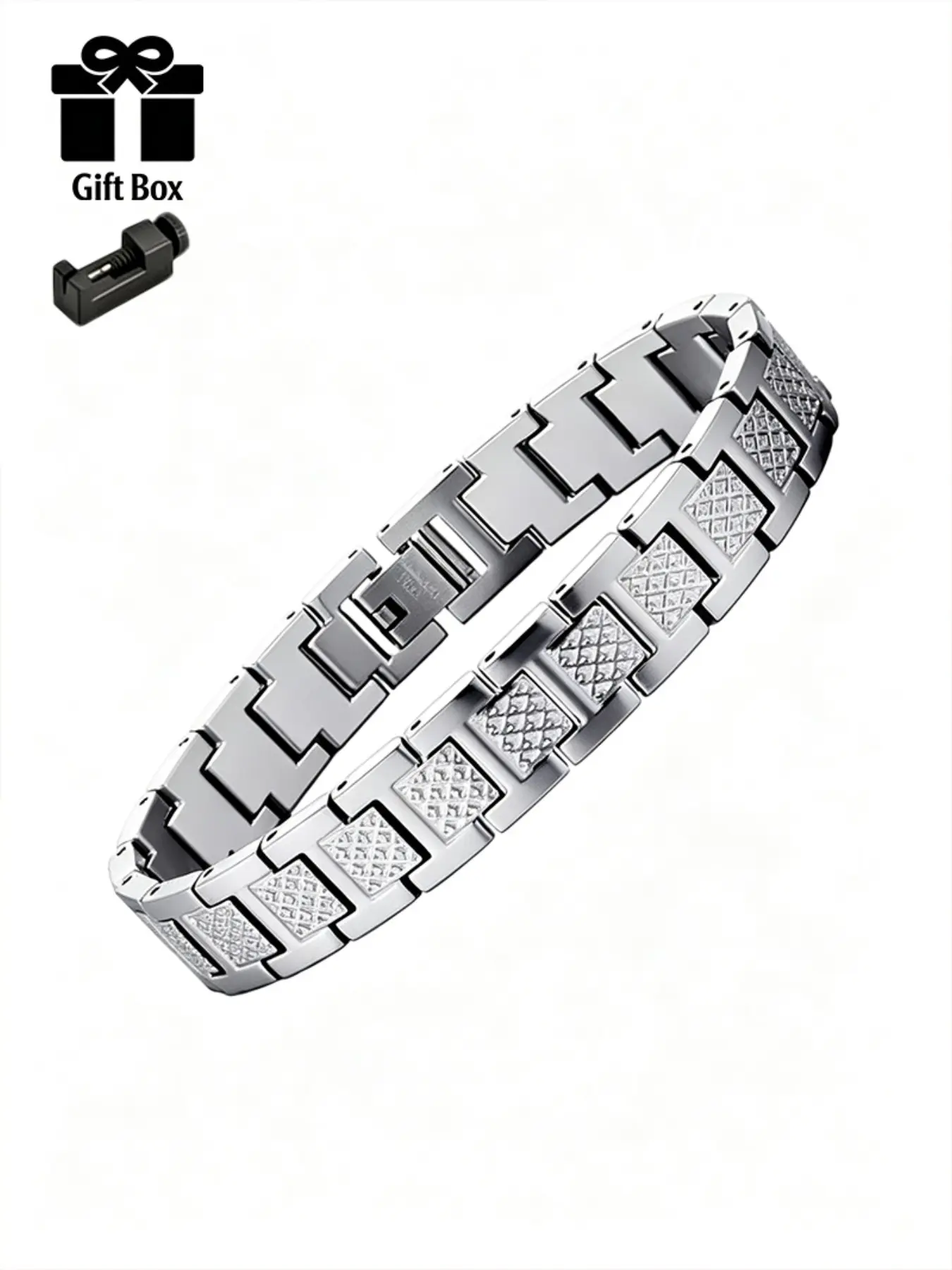 Men's Luxury Crocodile Chain Bracelet, Adjustable Stainless Steel Wristband, Waterproof Rust-Resistant, Elegant Gift Box, Trendy Fashion Jewelry