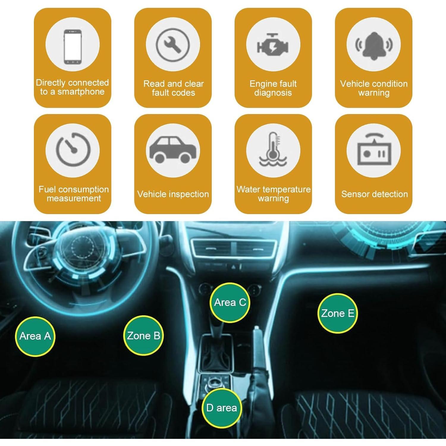 OBD2 Diagnostic Tool, ELM327 V2.1 Code Reader for Real-time , Mini Anti-interference Scanner for Reset Clear Engine Light, Universal for IOS Android Windows (Black)