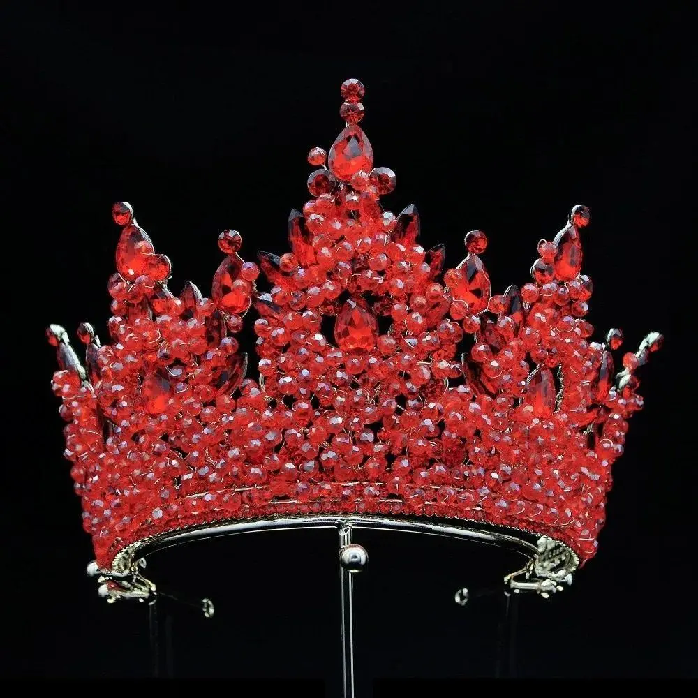 Luxury Oversized Baroque Crown Electroplated Cake Decorations Rhinestone Bridal Crowns Sparkling Headpieces Wedding Crown