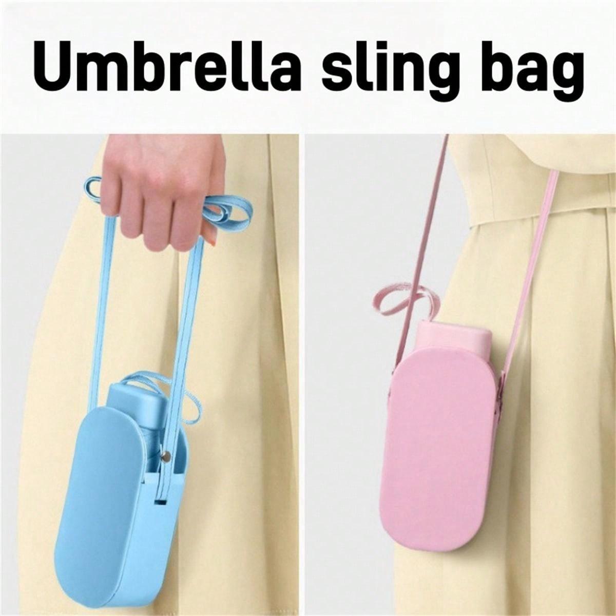 Folding Umbrella with Sling Bag, 1 Count Portable Sunny Umbrella, Waterproof & Sun-proof Umbrella, Suitable for Street Photography, Commuting Umbrella, Lightweight Waterproof Umbrella