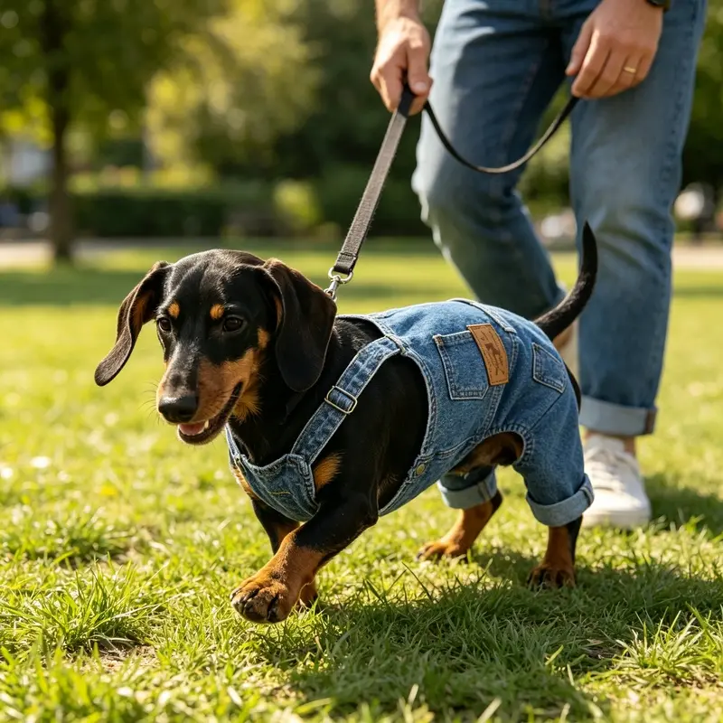 Washed Denim Dog Overalls, Stretchy Comfort Pet Jean Jumpsuit, Adjustable Strap Puppy Suspender Pants, Vintage Western Style Dog Clothes for Small Medium Dogs Daily Walking Outfits