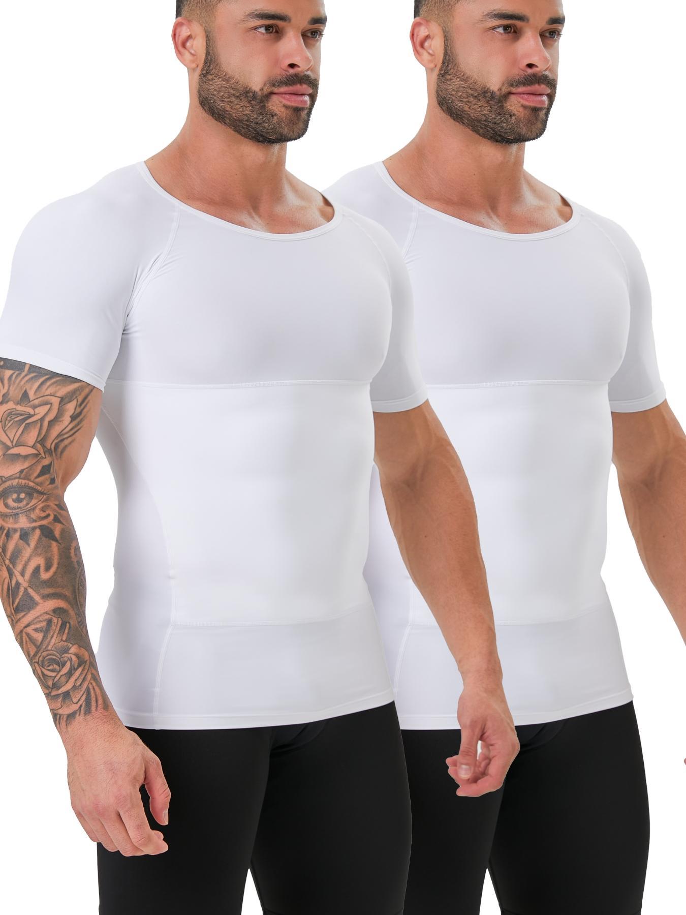 Men's Solid Color Compression Shapewear Tee, Breathable Comfortable High Stretch Shaper T-shirt for Daily Wear, Men's Shapewear Top for All Seasons, Shapewear Body Sculpting Men's Solid Color Compression Shapewear Tee, Breathable Comfortable High Stretch Shaper T-shirt for Daily Wear, Men's Shapewear Top for All Seasons, Shapewear Body Sculpting