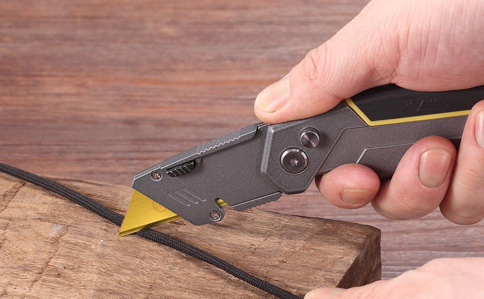 50-Pack Utility Knife Blades, Titanium Fully Plated, Durable SK-2 Razor Blades for Utility Knife Box Cutter, Never Rust, Extra Durable