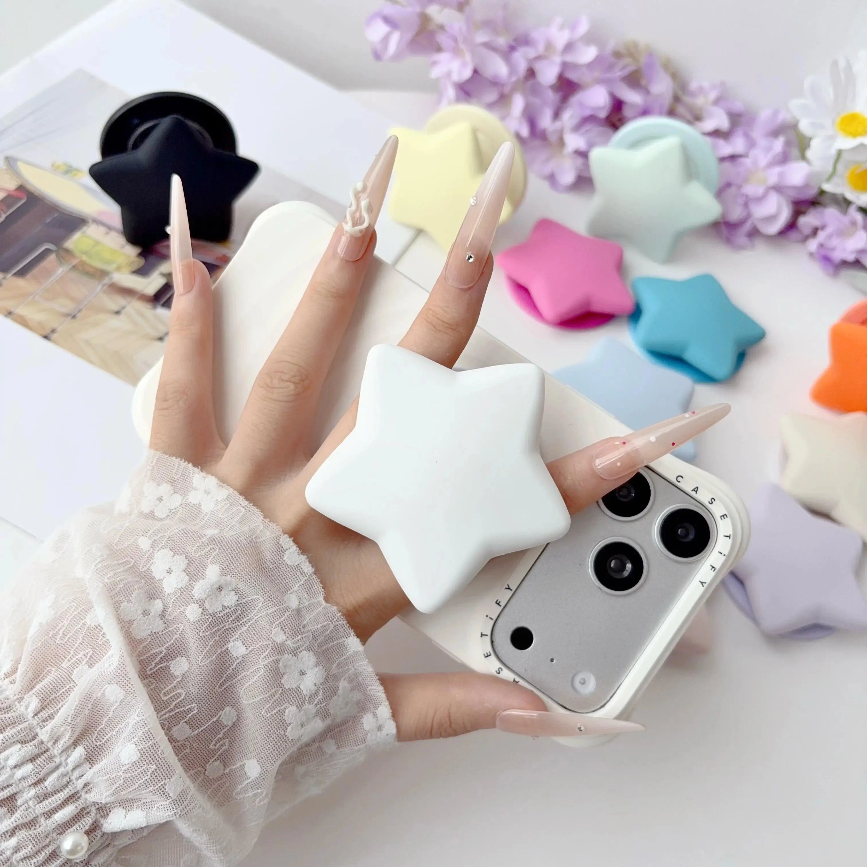 Expanding Magnetic Popsocket Phone Holder Starshaped Ring Finger Stand Universal Airbag GripTok Bracket For iPhone Samsung OPPO