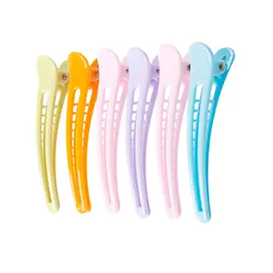12PCS Colorful Hollow Plastic Metal Alligator Hair Clips Professional Hairdressing Salon Hair Barrettes Duck Bill Teeth Non Slip Clips for Hair Styling and Sectioning (Length -3in)