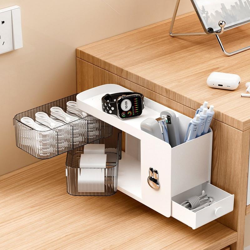 Rotating Wall-Mounted Multi-Functional Desktop Storage Box, Organize Phone Charger Cables, Bathroom Small Items, Home Office Use