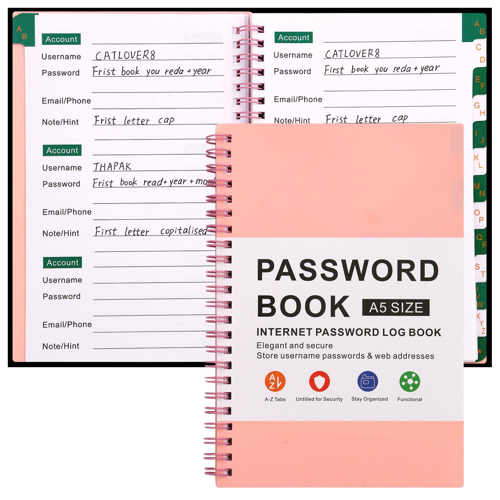 Password Book with Alphabetical Pages, A5 Password Logbook and Workbook Journal, Website Password Keeper, Personalized Logbook for Secure Data Management #GLOBAL PICKS