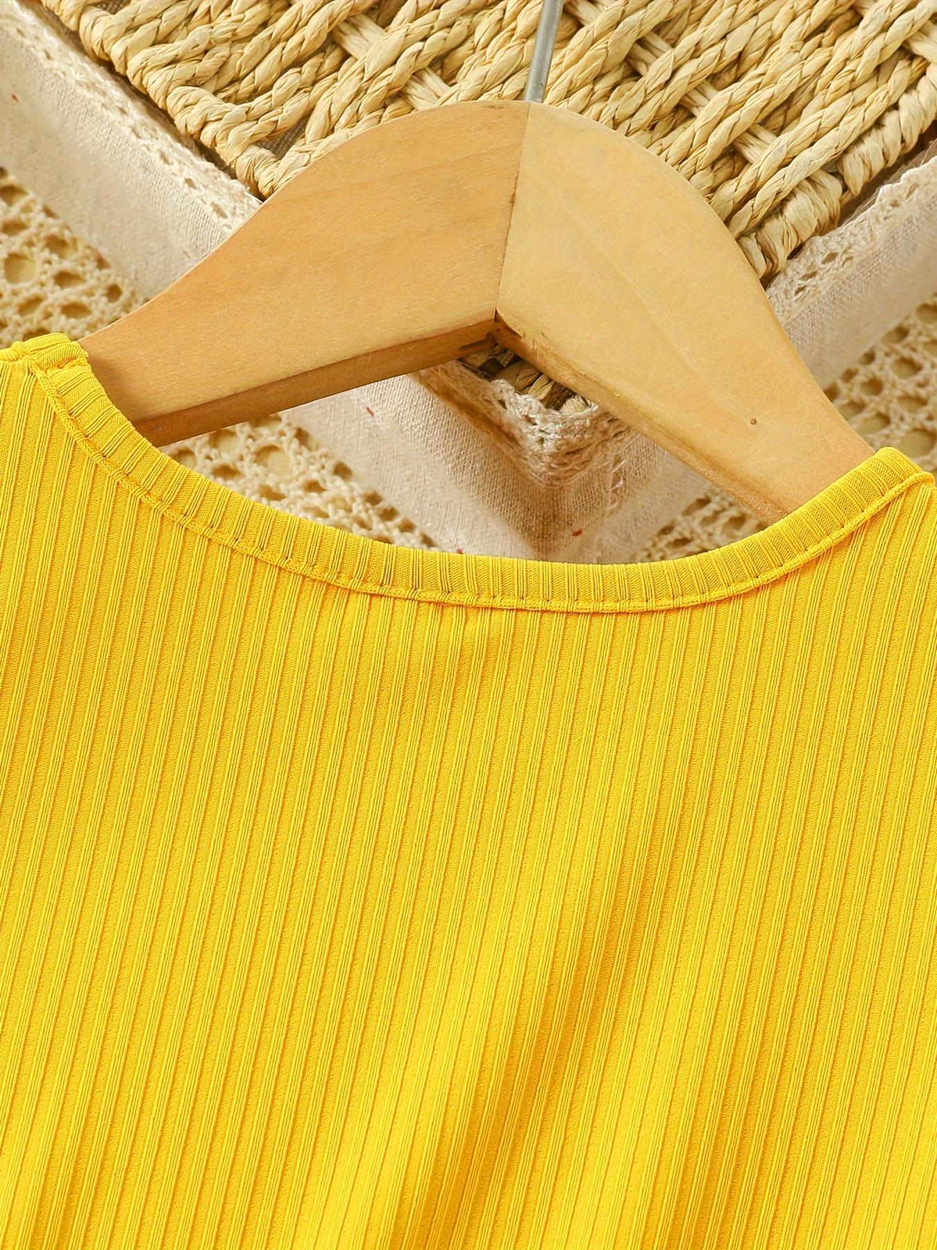 Girls' Patchwork Yellow Romantic Floral Print Dress with Belt, Elegant Princess Skirt Party and Evening Wear, Soft, Suitable