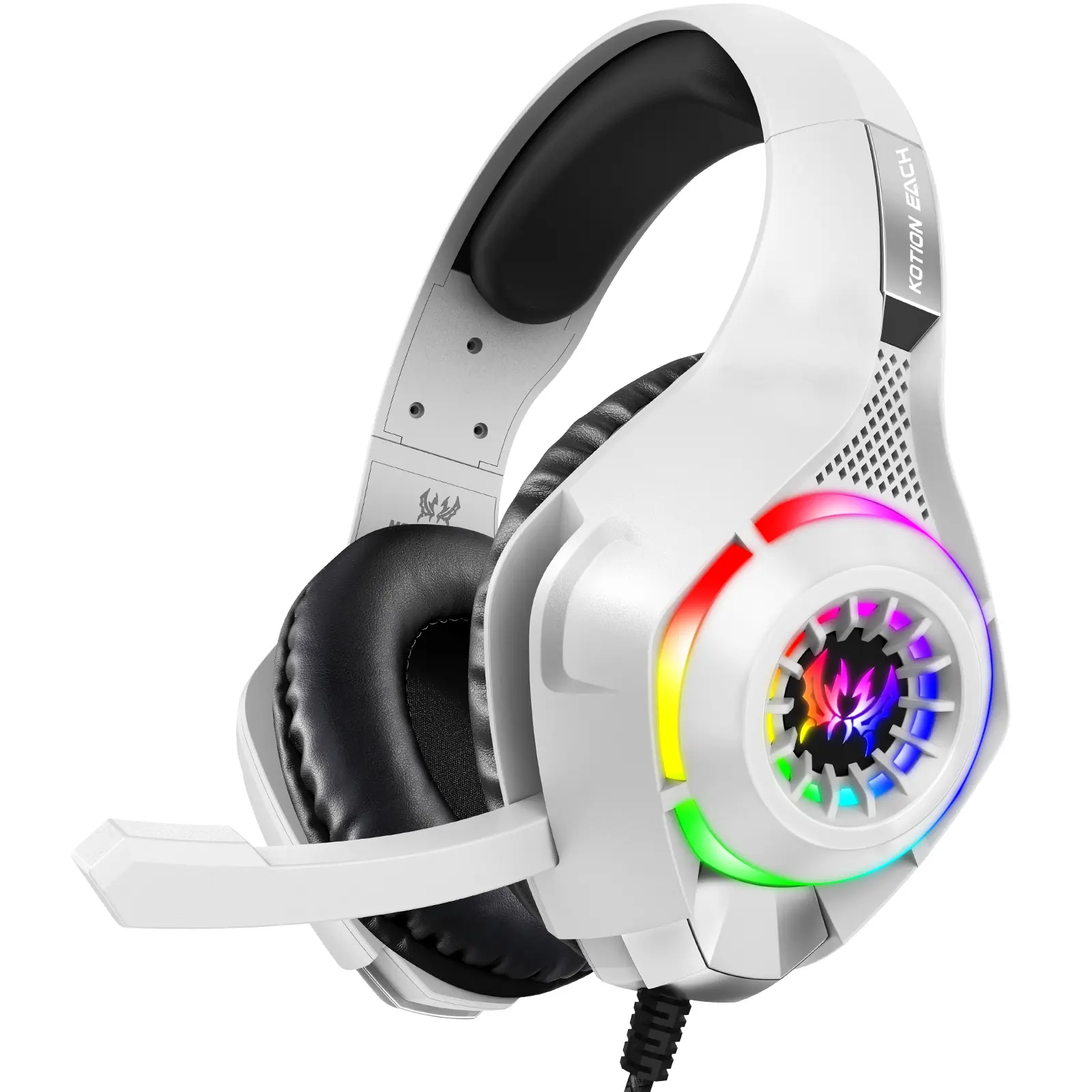 RGB Light Gaming Headset for PC & Ps5, Multiplatform Gaming Headset, Wired Headphone with Built-In Mic, Noise-Cancelling, 3.5mm USB Plug, Deep Bass Stereo Sound, PC Headsets, Wired Gaming Headphones, Gamer Headphones with Mic