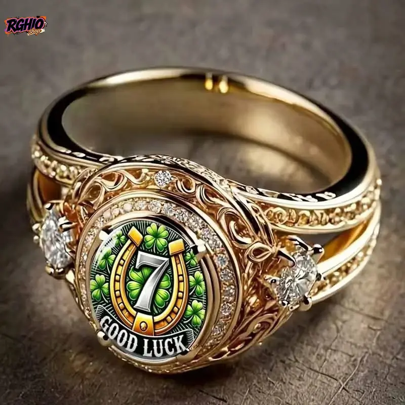 Unisex Adjustable Vintage Gold Luck Statement Ring - Retro Band with Intricate Symbolic Art, Artistic Fashion Jewelry for Daily Wear, Gifting
