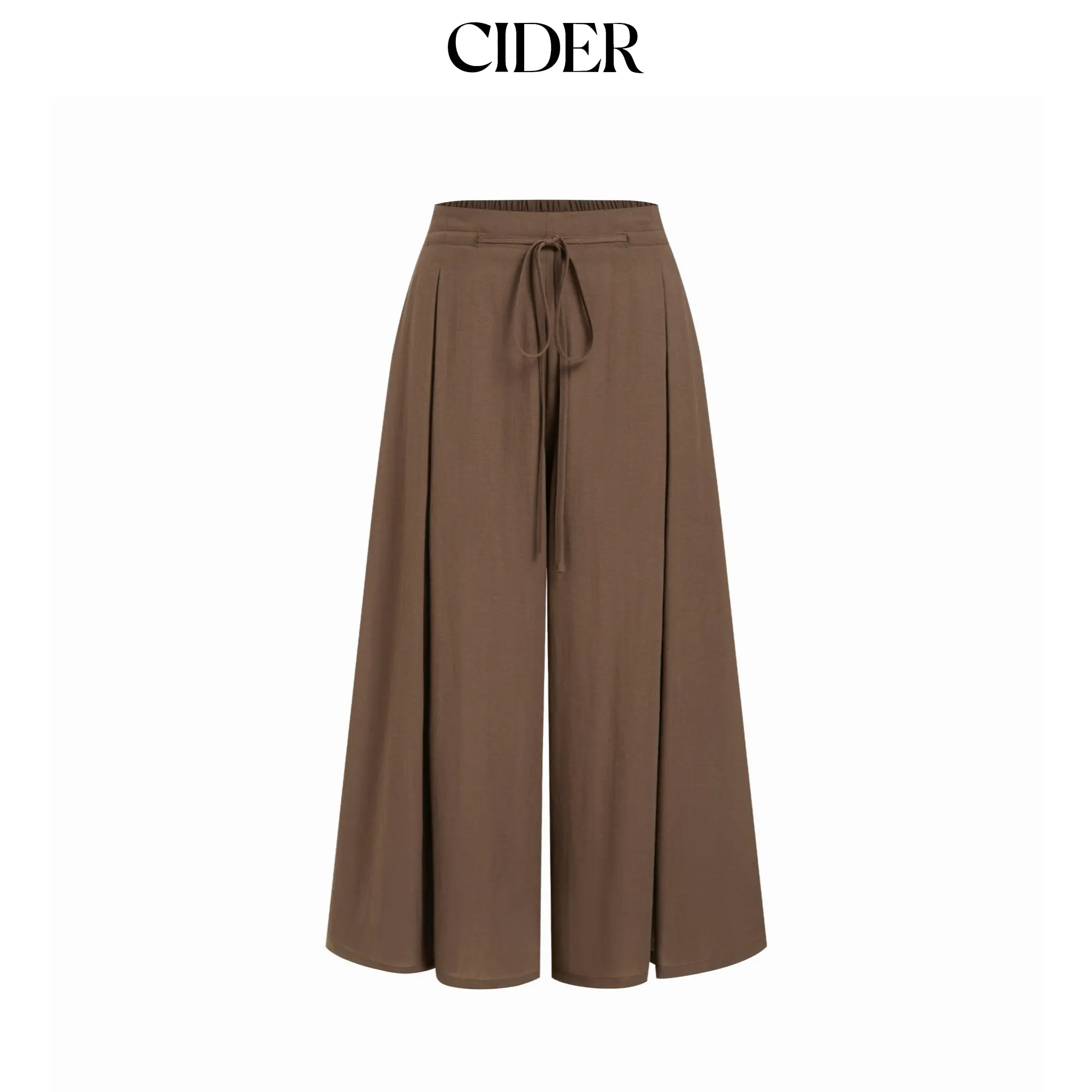 Cider Linen-blend Low Rise Drawstring Wide Leg Cropped Trousers