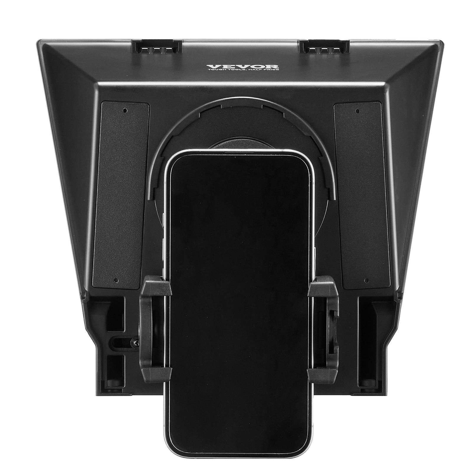 VEVOR Teleprompter, 8" Aluminum Alloy, Desktop Prompter with Adjustable Spectroscope, Remote Control, for YouTube, Twitch, Zoom, Supports DSLR/Webcam/Smartphone, for Video Recording/Live Streaming
