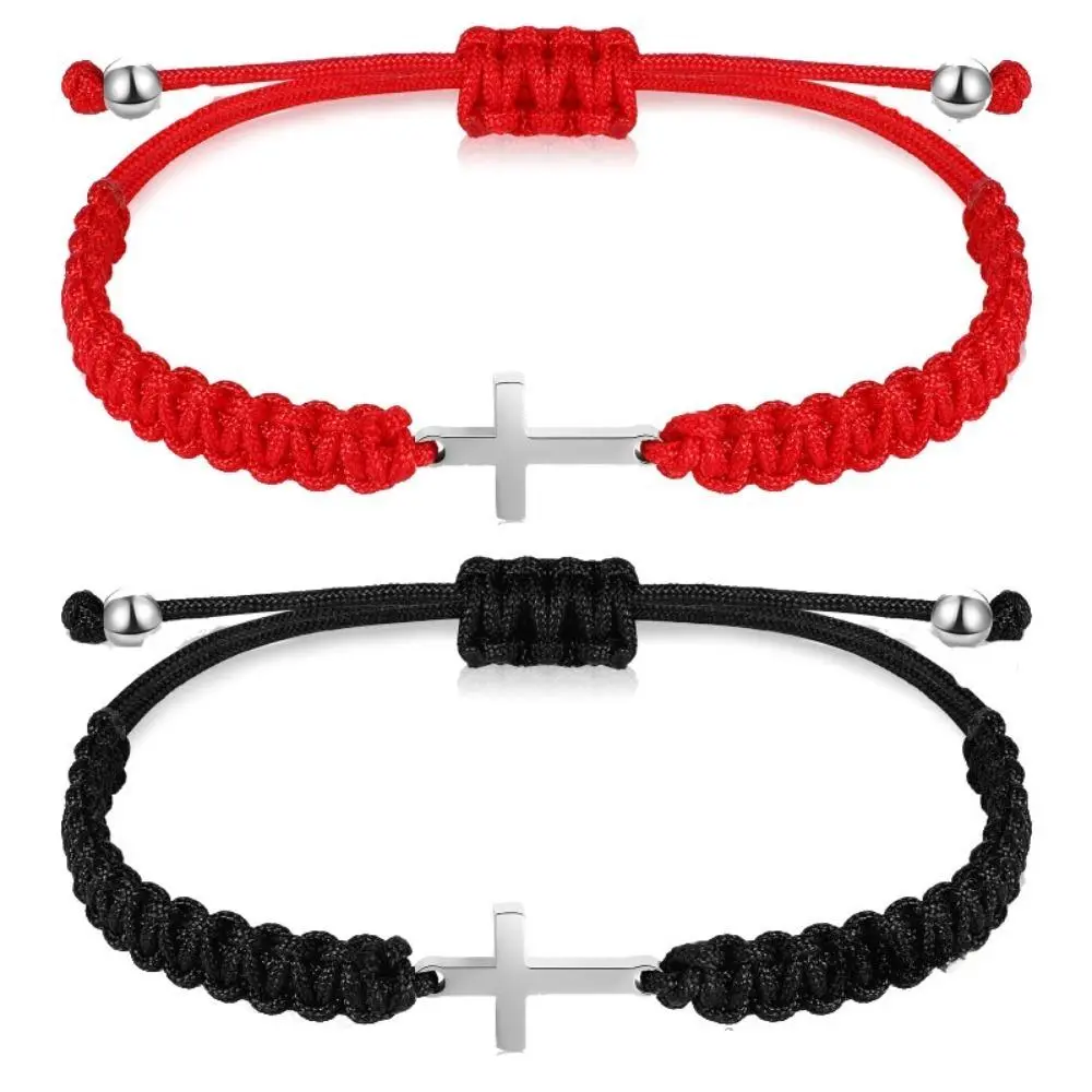 Adjustable Woven Cross-Drawstring Bracelet - Breathable Light 26cm Unisex Fashion Jewelry for Party Wear, Daily Use, Birthday Gift, Woven Fabric, Casual, Cross Motif, Lightweight And Breathable, Modern