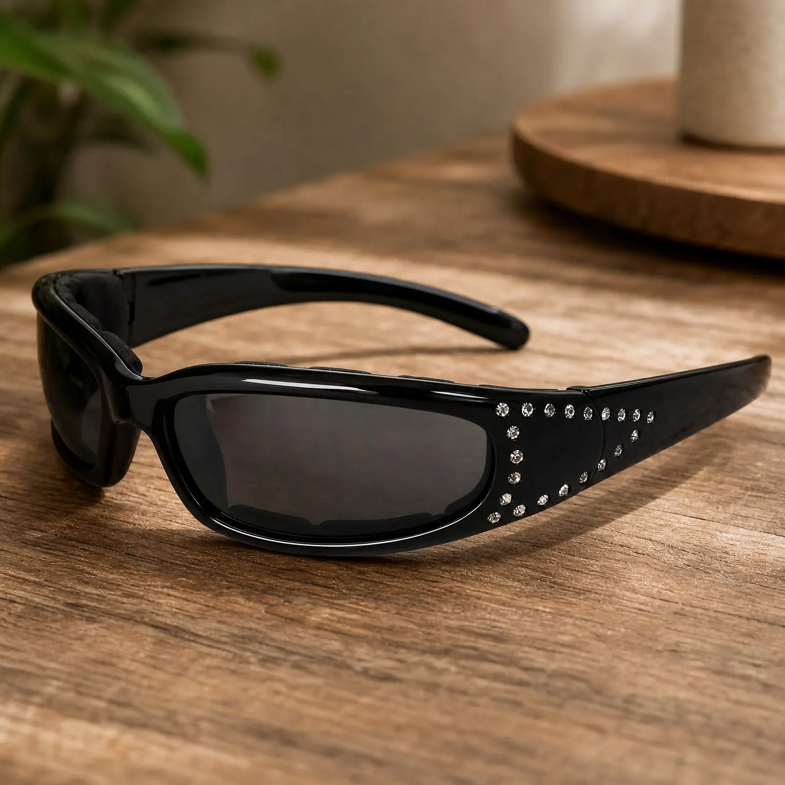 Marilyn 3 Women's Motorcycle Sunglasses with EVA Foam Padding and Rhinestone AccentsGift