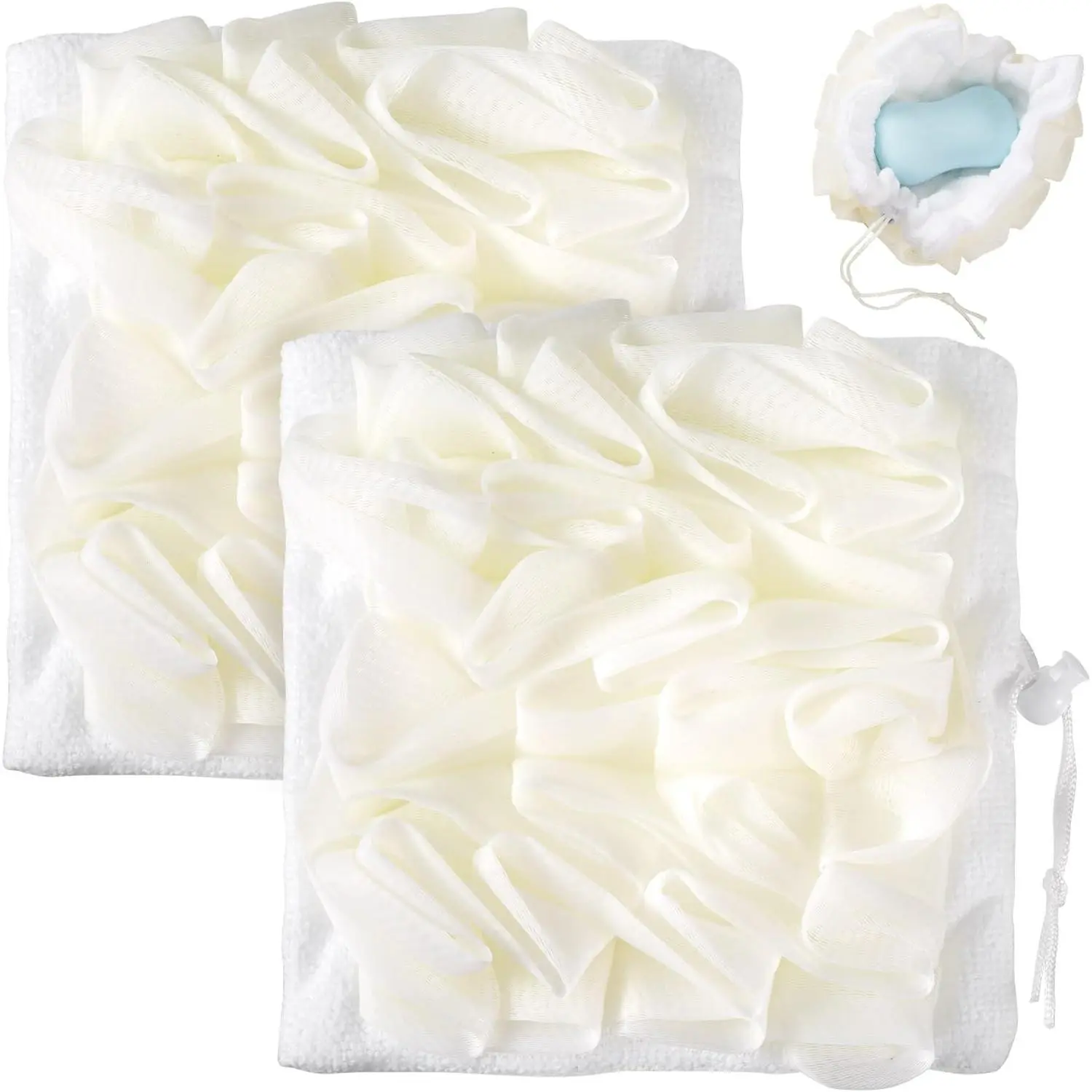 Reusable Soap Saver Loofah Pouch 2 Pack, Mesh Soap Scrubber Bag with Built-In Bar Soap Pocket, Gentle Exfoliating Bath Sponge for Rich Foam, Deep Cleansing Body Care Tool, Quick Dry Shower Accessory for Home, Gym & Travel