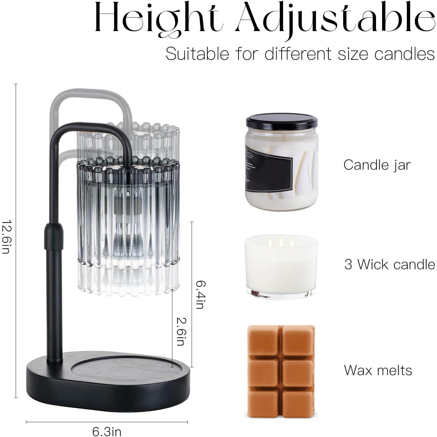 Candle Warmer Lamp with Timer: Candle Warming Lamp with 2 Bulbs Height Adjustable Wax Melt Dimmable Home Decor Birthday Day Gift for Women Ornaments